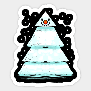 Christmas Tree Shaped Snowman For Christmas Sticker